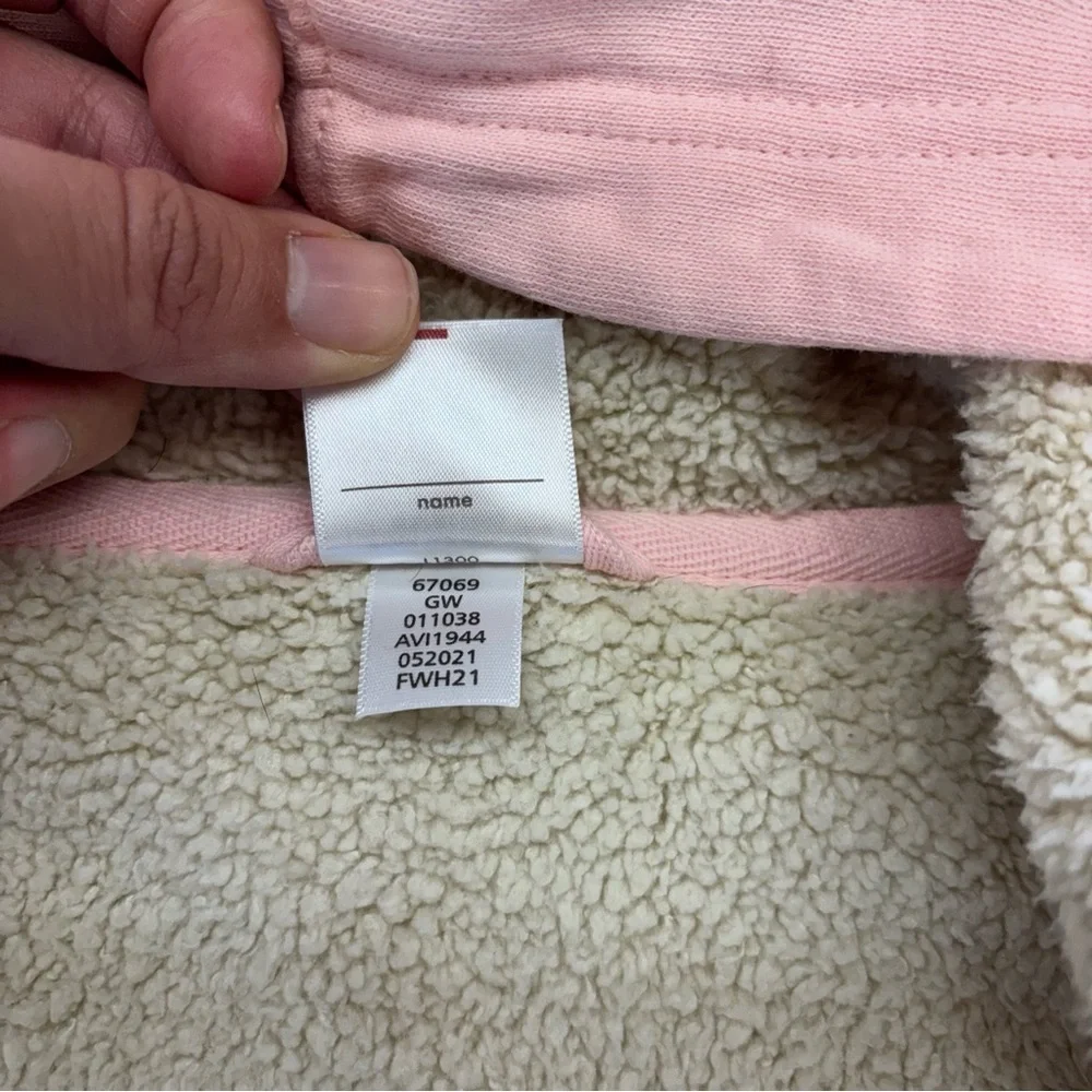 Hanna Kids Girls Pink Sherpa Lined Zip Up Hoodie Sweater Jacket Size‎ 110/5